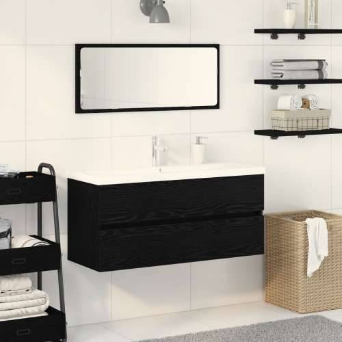 kabinet za Lavabo - Umivaonik s ugrađenim umivaonikom Crni hrast Konstruirano drvo, kabinet za umivaonik Crni hrast 90x38,5x45 c Cijena