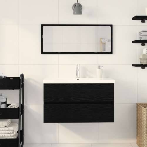 ormarić za sudoper s ugrađenim Lavabo - Umivaonikom Crni hrast konstruirano drvo, ormarić za sudoper Crni hrast 80x38.5x45 cm ko Cijena
