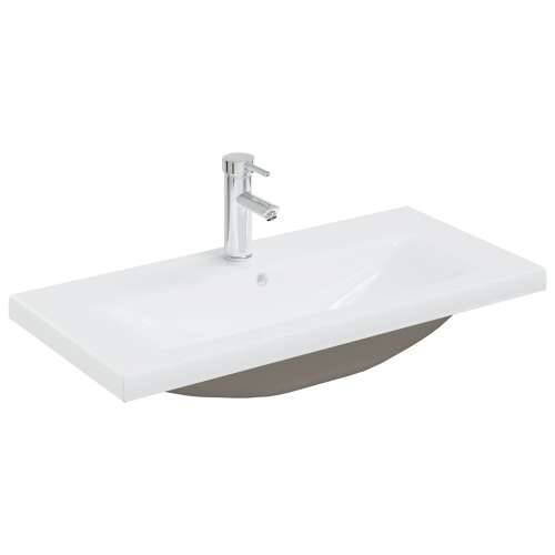 ormarić za sudoper s ugrađenim Lavabo - Umivaonikom Crni hrast konstruirano drvo, ormarić za sudoper Crni hrast 80x38.5x45 cm ko Cijena