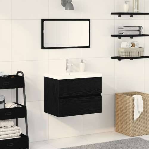 ormar za sudoper s Lavabo - Umivaonikom Crni hrast Konstruirano drvo, ormar za sudoper Crni hrast 60x38.5x45 cm Konstruirano drv Cijena