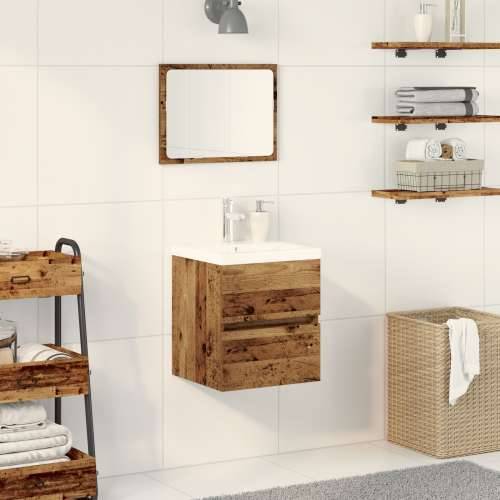 kabinet sudopera s ugrađenim Lavabo - Umivaonikom crni hrast inženjersko drvo, kabinet sudopera stari drvo 41x38,5x45 cm inženje Cijena