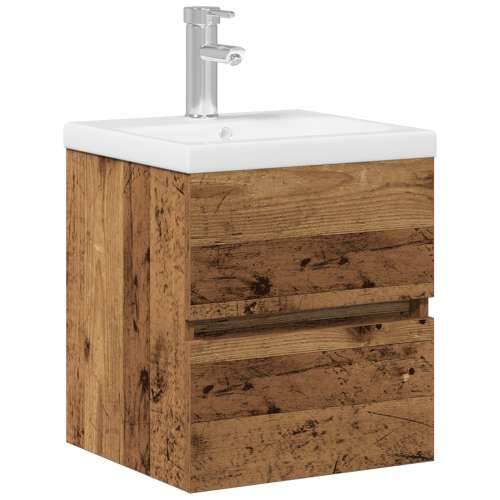 kabinet sudopera s ugrađenim Lavabo - Umivaonikom crni hrast inženjersko drvo, kabinet sudopera stari drvo 41x38,5x45 cm inženje Cijena