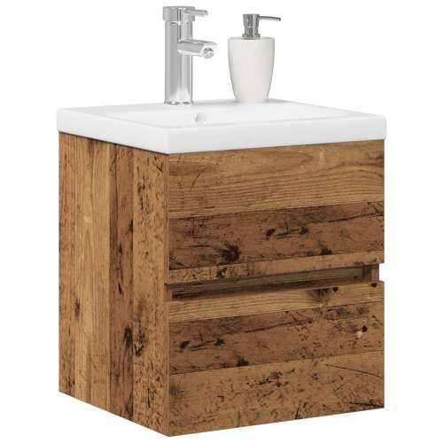 kabinet sudopera s ugrađenim Lavabo - Umivaonikom crni hrast inženjersko drvo, kabinet sudopera stari drvo 41x38,5x45 cm inženje Cijena