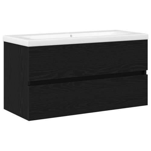 ormar za Lavabo - Umivaonik s ugrađenim umivaonikom Crna hrastovina Konstruirano drvo, ormar za umivaonik Crna hrastovina 90x38, Cijena