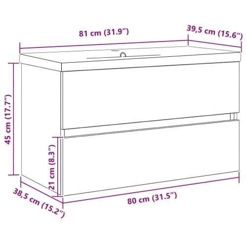ormar za sudoper s ugrađenim Lavabo - Umivaonikom crna hrastovina konstruirano drvo, ormar za sudoper crna hrastovina 80x38.5x45 Cijena