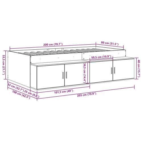 Konstrukcija kreveta za pohranu Stari drvo 80x200 cm Cijena
