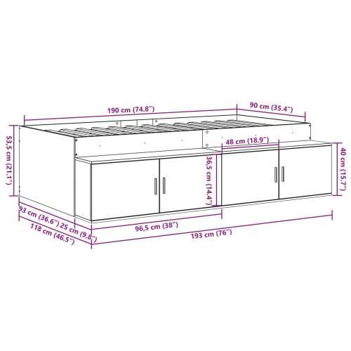Krevet s pohranom Siva sonoma 90x190 cm Cijena