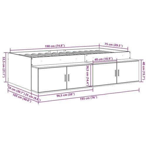 Krevet s pohranom Crni hrast 75x190 cm Cijena