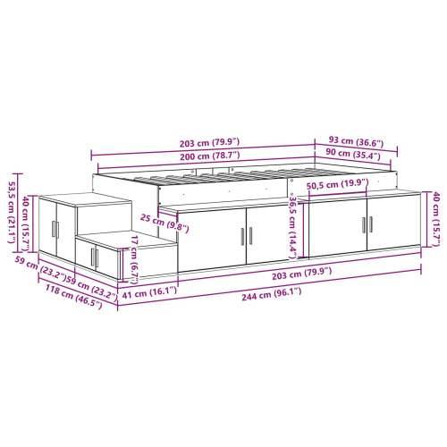Krevetna konstrukcija Betonska siva 90x200 cm Cijena