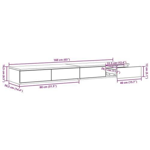 Noćni ormarić Crni hrast Konstruirano drvo 160 x 36.5 x 16.5 cm Cijena