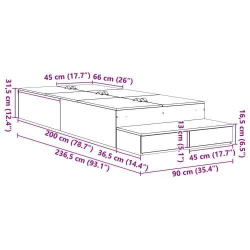 Okvir kreveta za pohranu Bijeli 90x200 cm Cijena