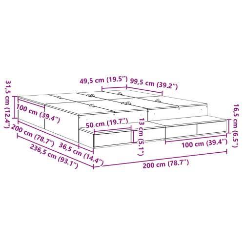 Krevet za pohranu Crna hrast 200x200 cm Cijena