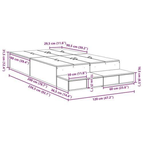 okvir kreveta za pohranu Sonoma hrast 120x200 cm Cijena