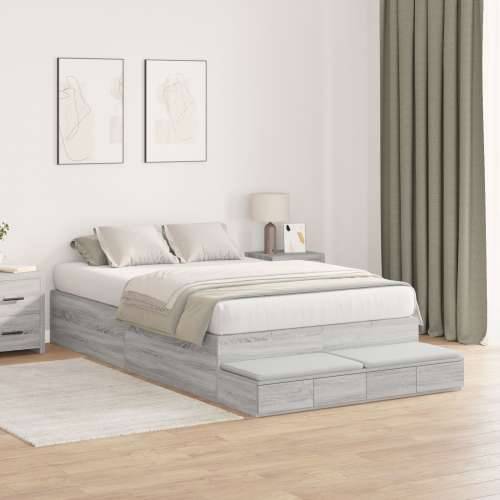 krevet s prostorom za pohranu Sivi Sonoma 120x200 cm Cijena