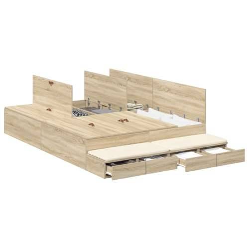 krevet s prostorom za pohranu sivi hrast 140x200 cm Cijena