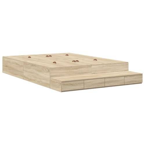 krevet s prostorom za pohranu sivi hrast 140x200 cm Cijena