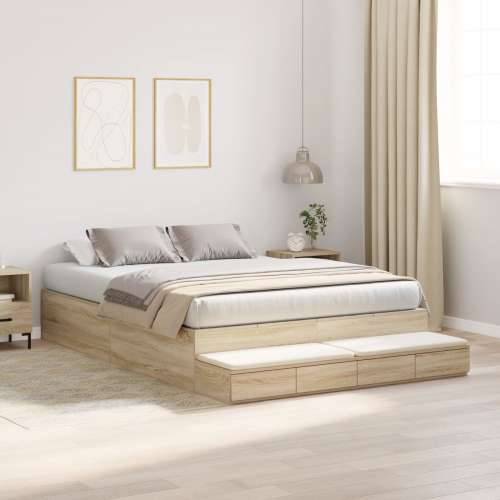 krevet s prostorom za pohranu sivi hrast 140x200 cm Cijena