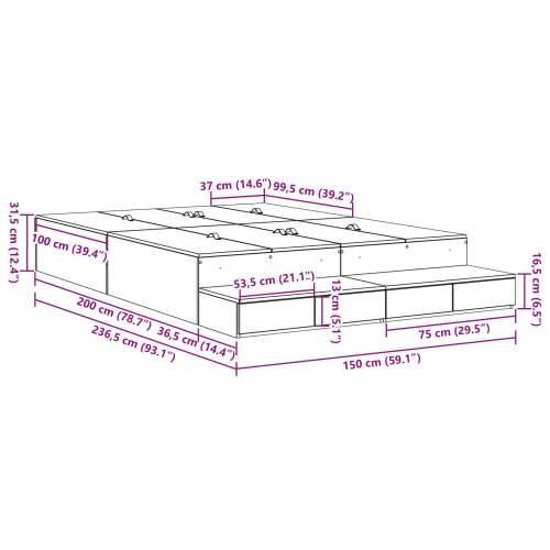 Krevet s prostorom za pohranu Bijela 150x200 cm Cijena