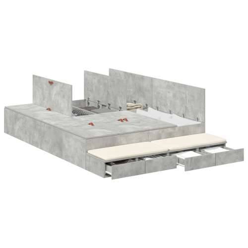 Krevet s prostorom za pohranu betonska siva 150x200 cm Cijena