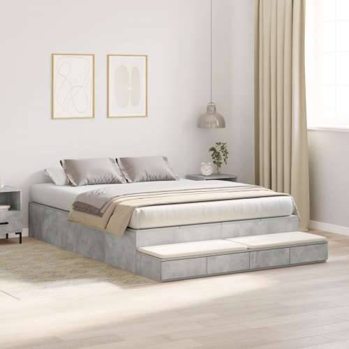 Krevet s prostorom za pohranu betonska siva 150x200 cm Cijena