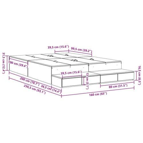 Krevet s prostorom za pohranu Dimljeni hrast 160x200 cm Cijena