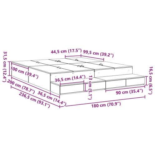 Krevet s prostorom za pohranu Beton Siva 180x200 cm Cijena