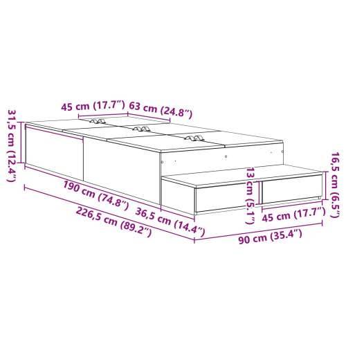 Krevet s prostorom za pohranu Stari drvo 90x190 cm Cijena