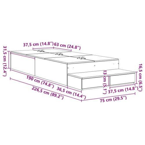 okvir kreveta za skladište Stari drvo Masivno drvo 75 x 190 cm Cijena