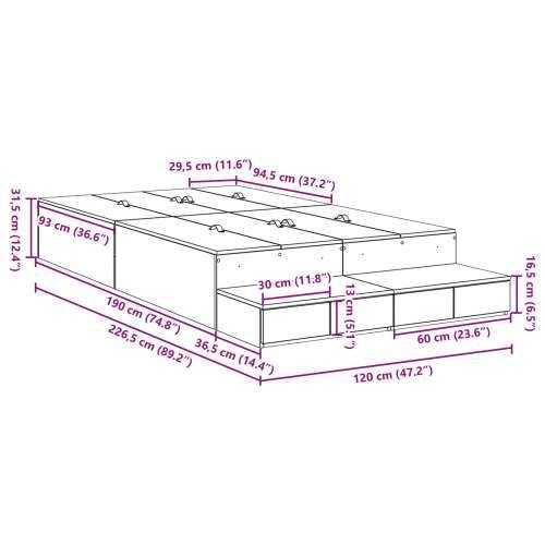 Krevet s prostorom za pohranu Beton Siva 120x190 cm Cijena