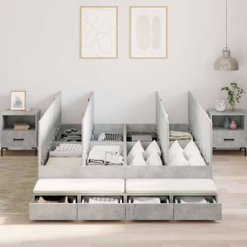 Okvir kreveta za pohranu Beton sivo 140x190 cm Cijena