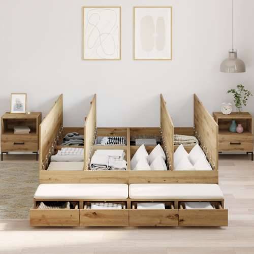 Krevetna rama za pohranu Artisan Oak 140x190 cm Cijena
