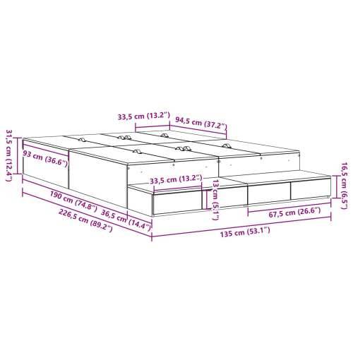 Krevet za pohranu Sonoma hrast 135x190 cm Cijena