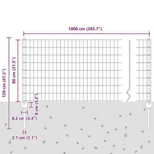 Euro ograda sa 5 U postova Zelena 0.8x10 m čelik Cijena