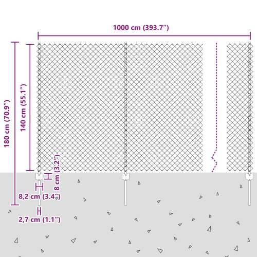 Ograda od lančanih veza s 10 U stupovima Zelena 1.4x10 m Čelik Cijena