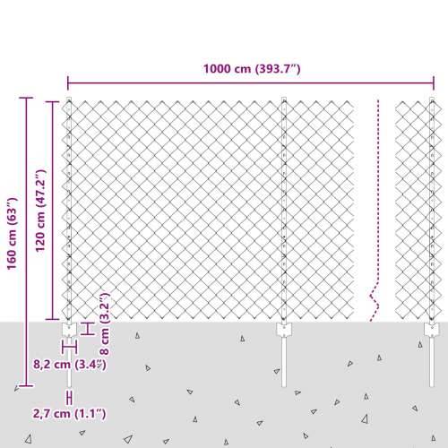 ograda od lančane veze s 20 U stubova srebrna 1,2x10 m čelik Cijena