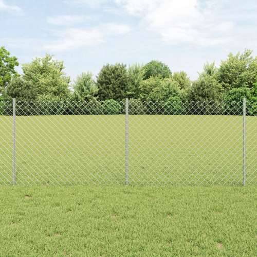 Ograda od lanca sa 22 U stuba Srebrna 0,8x25 m Čelik Cijena
