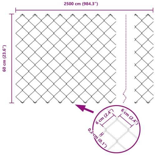 Ograda od lančane veze sa 22 U stuba Srebrna 0.6x25 m Čelik Cijena