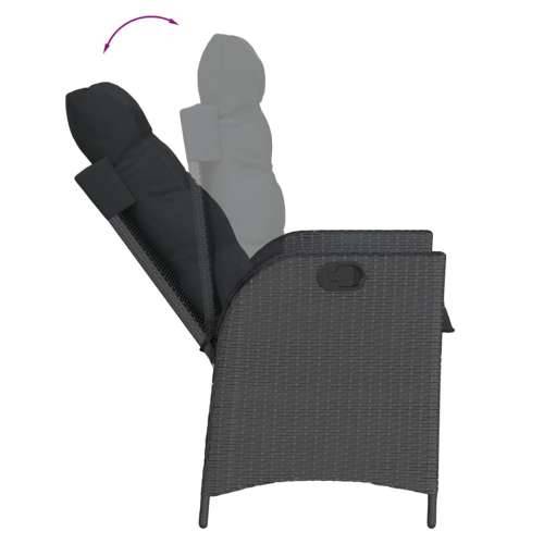 Vrtna garnitura - 7-dijelni vrtni blagovaonski set s jastucima crni od poliratana - 160 x 80 x 74 cm Bez naslona za noge 6 Cijena