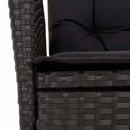 Vrtna garnitura - 7-dijelni vrtni blagovaonski set s jastucima crni od poliratana - 160 x 80 x 74 cm Bez naslona za noge 6 Cijena