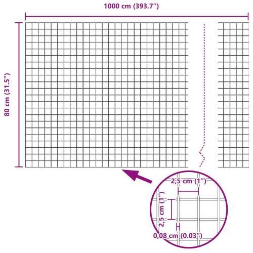 zavarena žičana ograda s 5 U stupovima srebrna 0.8x10 m čelik Cijena