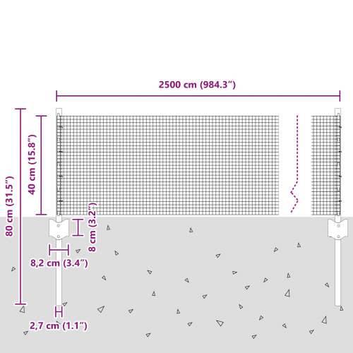 Zavarena žičana ograda s 11 U stupova Siva 0.4x25 m Čelik Cijena