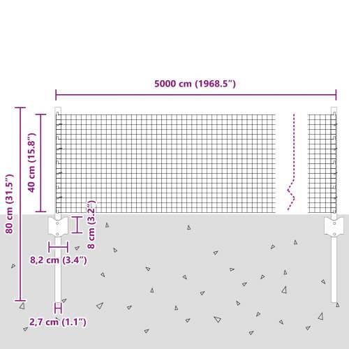 Zavarena žičana ograda s 22 U stupova Siva 0.4x50 m Čelik Cijena