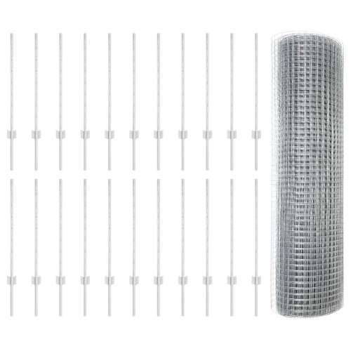 Galvanizirana Čelična Ograda s 22 U Stupovima Srebrna 0.8x50 m Čelik Cijena