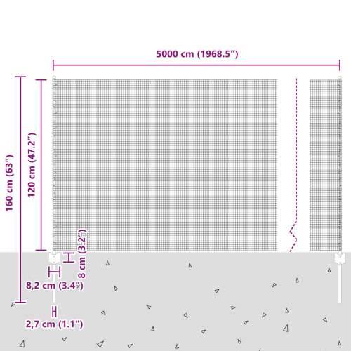 Zavarena žičana ograda s 44 U-postova Srebrna 1.2x50 m Čelik Cijena
