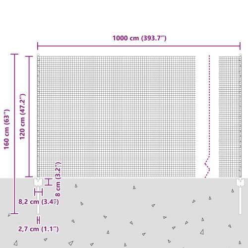 zavarena žičana ograda s 5 U postovima Zelena 1.2x10 m čelik Cijena