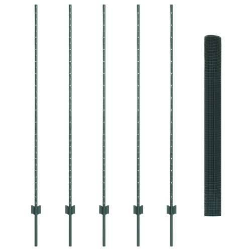 Zavareno žičano ograde s 5 U stubovima Zelena 1.6x10 m Čelik Cijena