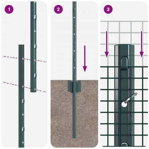 Zavareno žičano ograde s 5 U stubovima Zelena 1.6x10 m Čelik Cijena