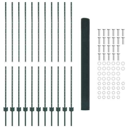 set ograde za vrt Set od 2 Zelena Metal 25 x 1.5 m Izdržljivo Cijena