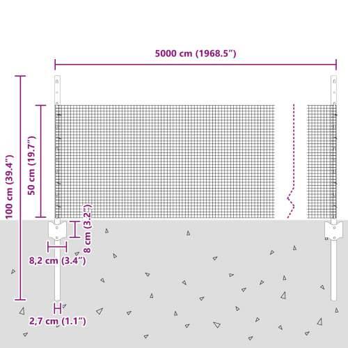 Zavarena žičana ograda s 22 U stupova Zelena 0.5x50 m Čelik Cijena