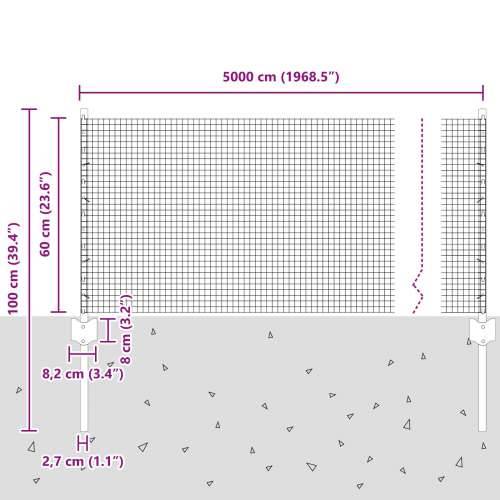 Ogradna žica s 22 U stuba Zelena 0.6x50 m Čelik Cijena
